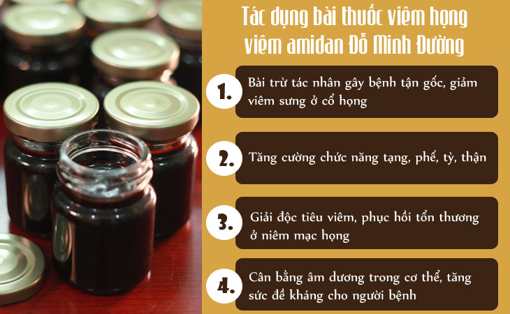 Tác dụng bài thuốc viêm họng, viêm amidan Đỗ Minh Đường