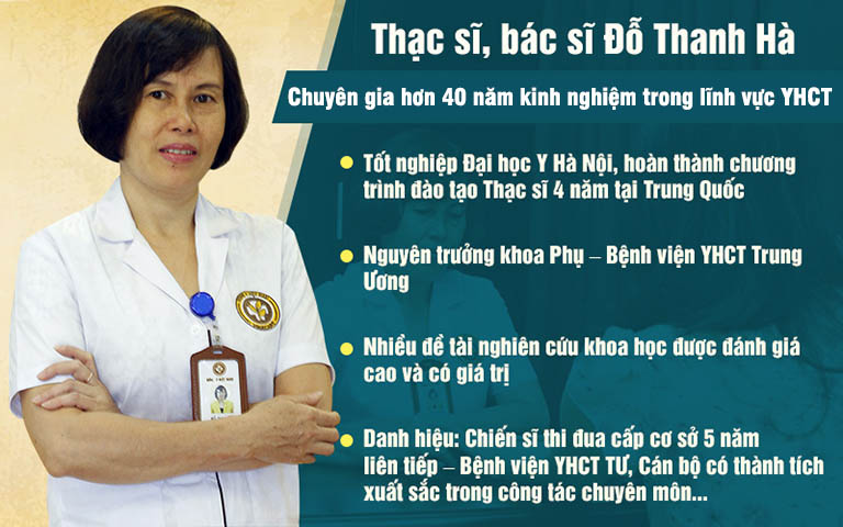 Bác sĩ Đỗ Thanh Hà đã có nhiều năm làm việc trong lĩnh vực Sản phụ khoa Đông y và được nhiều bệnh nhân biết đến