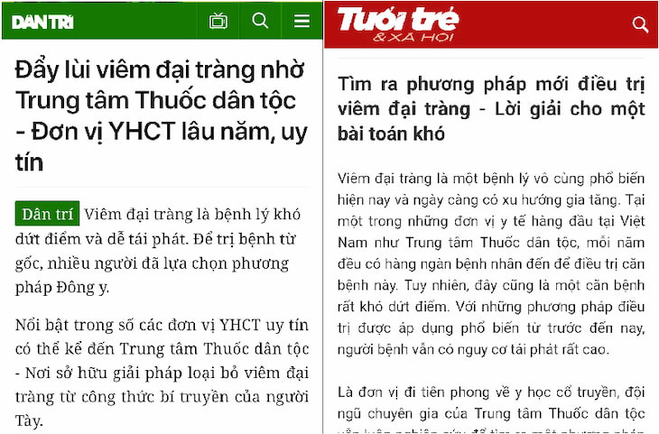 Báo chí nói về Tiêu thực Phục tràng hoàn và Trung tâm Thuốc dân tộc