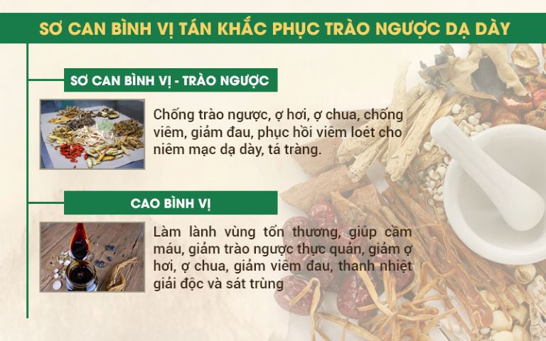 Liệu trình sử dụng Sơ can Bình vị tán chữa trào ngược