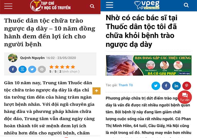 Hiệu quả chữa trào ngược dạ dày tại Thuốc dân tộc đã được đông đảo giới truyền thông, báo chí quan tâm đưa tin.