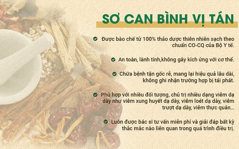 Những ưu điểm nổi bật của bài thuốc Sơ can Bình vị tán