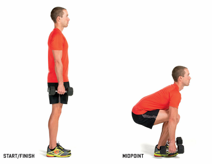 Dumbbell Squat tác động trực tiếp lên vùng cơ đùi và cơ bụng