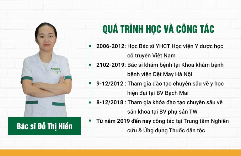 Qúa trình học tập và công tác của bác sĩ Đỗ Thị Hiền