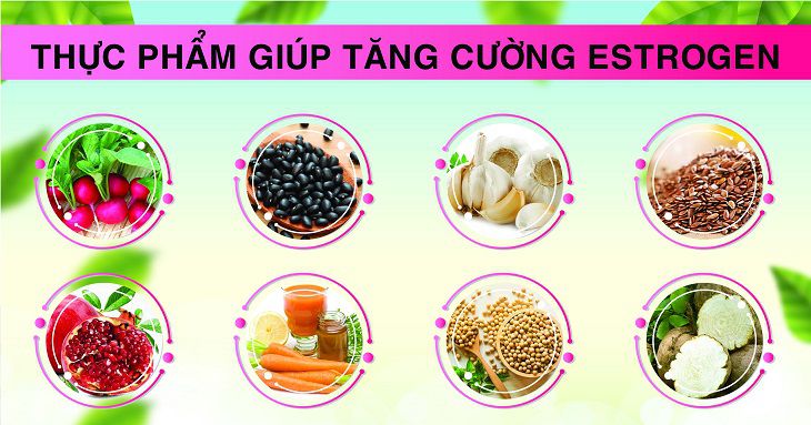 Thực phẩm giàu estrogen tự nhiên như đậu nành, đậu đen, lựu,...