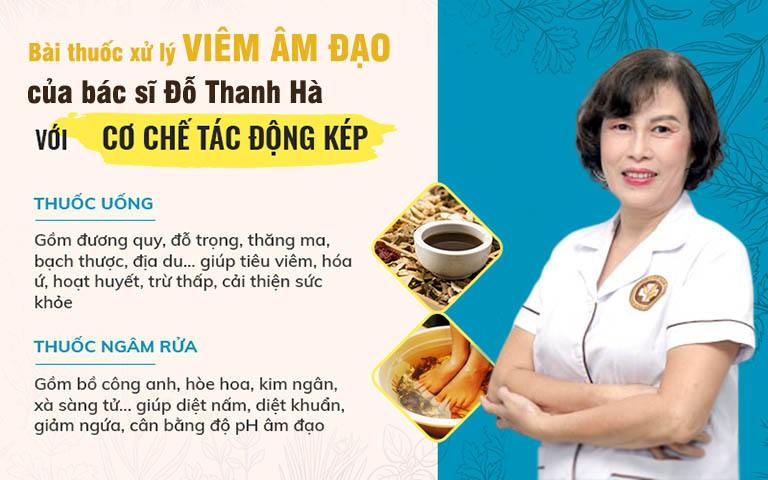 Bài thuốc kết hợp 2 chế phẩm thuốc uống và ngâm rửa mang lại cơ chế tác động kép, trị bệnh từ căn nguyên