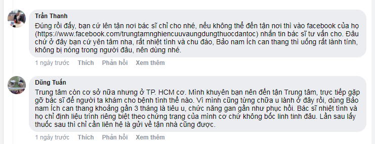 Người bệnh phản hồi trên một số diễn đàn