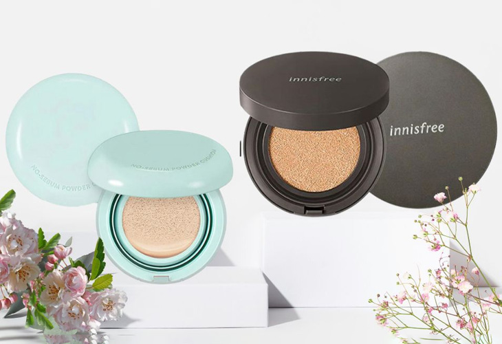 Phấn nước Innisfree có khả năng kiềm dầu, không gây bít tắc lỗ chân lông