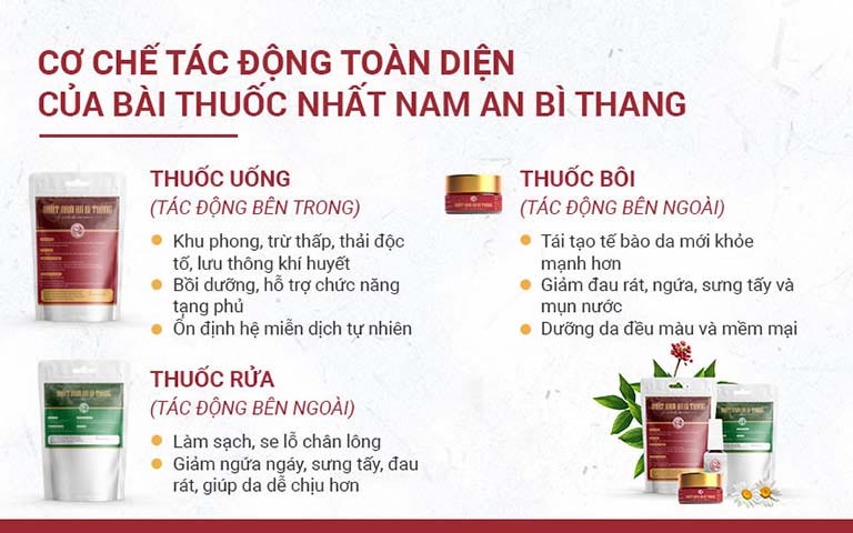 Bài thuốc Nhất Nam An Bì Thang, bao gồm 3 chế phẩm kết hợp