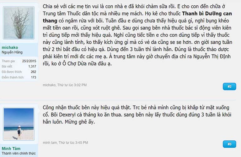 Nhiều phụ huynh đánh giá cao hiệu quả chữa chàm sữa của Thanh bì Dưỡng can thang