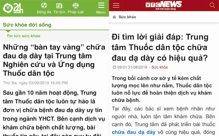 Báo chí nói về giải pháp cho bệnh dạ dày của Trung tâm Thuốc dân tộc