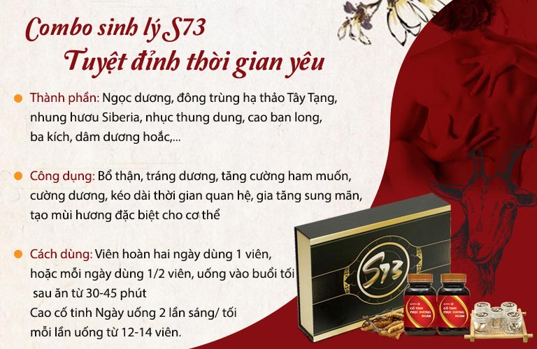 Combo sinh lý Dương Bảo Vương S73 với bảng thành phần độc nhất vô nhị