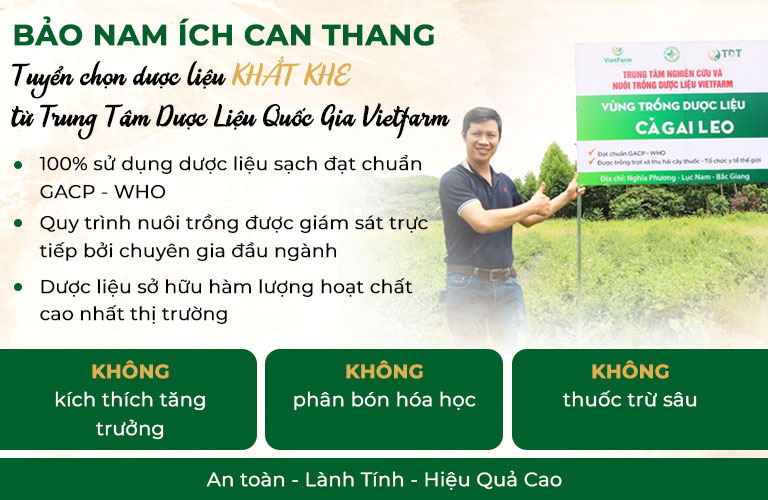 Bảo nam Ích can thang sử dụng dược hàng sạch chuẩn GACP - WHO 