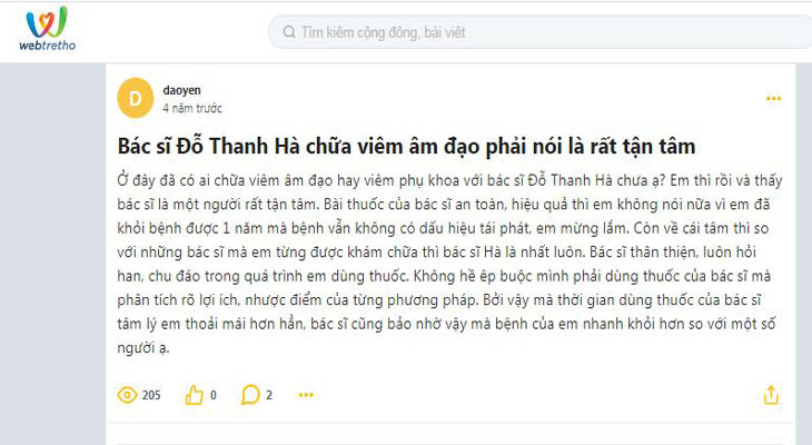 Cộng đồng webtretho đánh giá về cái tâm của bác sĩ Hà