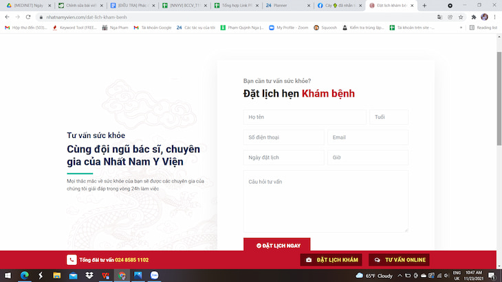 Chỉ cần thao tác đơn giản là có thể đặt lịch khám tại Nhất Nam y viện