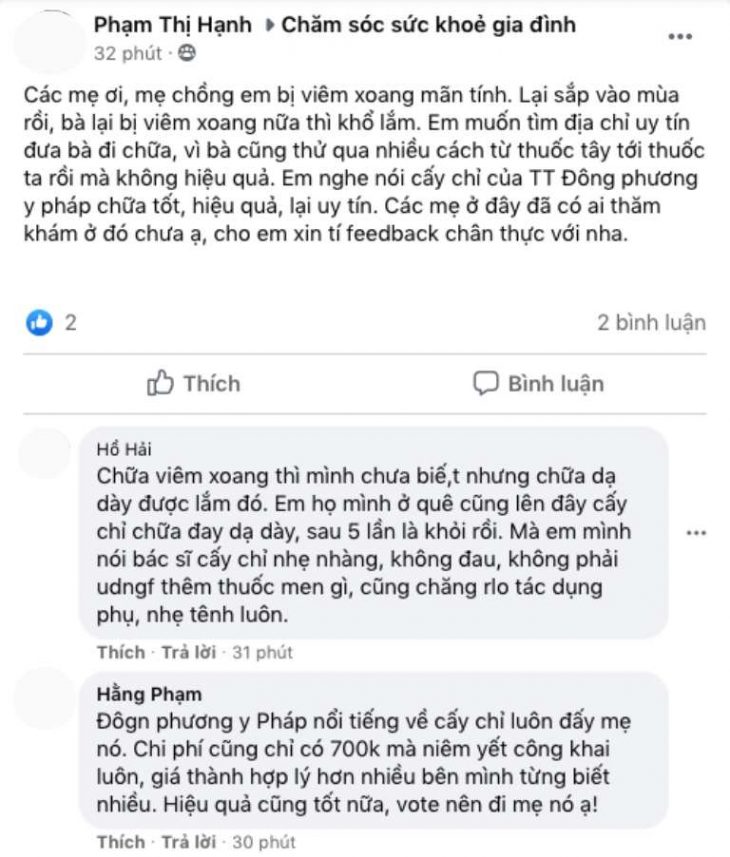 Phản hồi thực tế của bệnh nhân về phương pháp Cấy chỉ tại TT Đông phương Y pháp