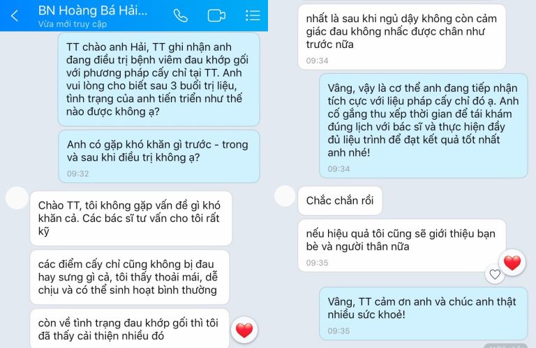 Feedback cấy chỉ khớp gối