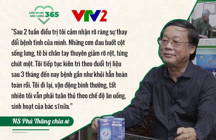 Bệnh thoát vị đĩa đệm của nghệ sĩ Phú Thăng được kiểm soát sau 3 tháng điều trị tại Trung tâm Thuốc dân tộc