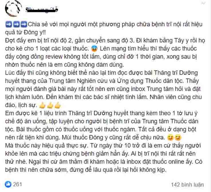 Bình luận tích cực về Thăng trĩ Dưỡng huyết thang