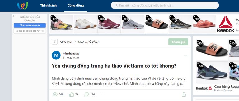 Tài khoản minhhangtka đặt câu hỏi trên Webtretho